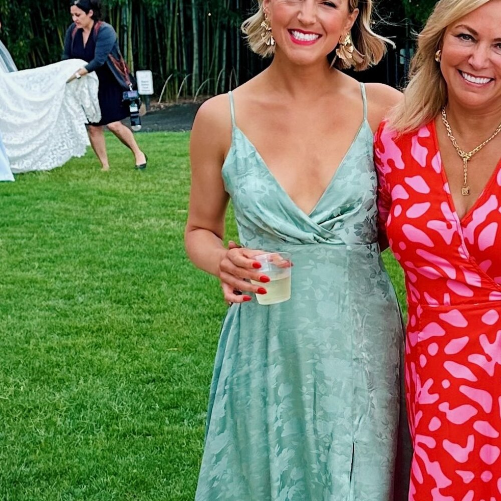 Lulus sage green satin maxi dress